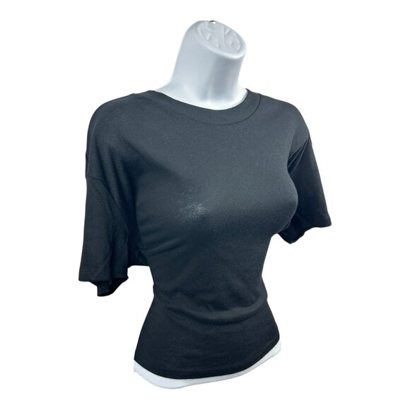 Women's Alternative Apparel Headliner Cropped Tee - Vintage Jersey Style (Black) - Picture 4 of 6